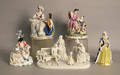 Five Continental porcelain figural groups