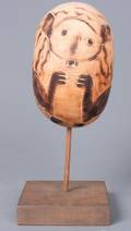 Folk Art Peruvian Carved Gourd on Stand