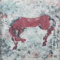 20th Century Primitive Style Korean Horse Painting