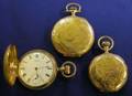 Three 14kt Gold Hunting Case Pocket Watches Waltham