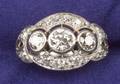 Art Deco Platinum and Diamond Three Stone Ring