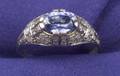 Art Deco Platinum Sapphire and Diamond Ring