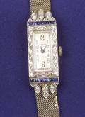 Art Deco Platinum Diamond and Sapphire Wristwatch