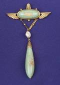 Egyptian Revival Turquoise and Freshwater Pearl Pendant