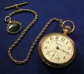 Antique Gentlemans 14kt Gold Openface Pocket Watch and Fob Chain