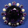 Antique Amethyst and Seed Pearl Pin