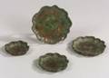 Four Tiffany Studios Bronze Verdigris Lily Pad Dishes