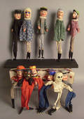Elaborate Punch and Judy puppet set with stage