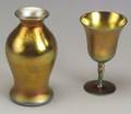 Two Pieces of Gold Iridescent Glass