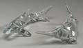 Two Colorless Glass Fish Sculptures