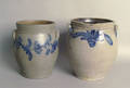 Two cobalt decorated stoneware crocks