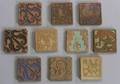 Thirtyfour Batchelder Tiles with Harpsichord and Miscellaneous Designs