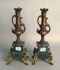 Pair of marble and gilt metal garnitures