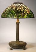 Tiffany Daffodil Art Glass and Bronze Table Lamp