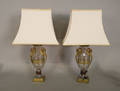 Pair of crystal and ormolu table lamps