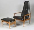 Wood and Leather Chair and Ottoman