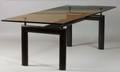 International Style Glass and Metal Dining Table