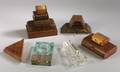 Ten Wooden Accessory Boxes and Two Glass Cigar Ashtrays