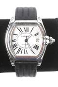 Mens Cartier Roadster Steel Watch wBlack Band