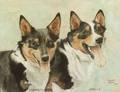 American School 20th Century Lot of Three Portraits of Corgis Bronwen