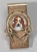 Gold and Reverse Painted Hound Intaglio Money Clip
