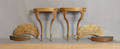 Pair of French marble top console tables