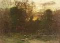 Attributed to John Joseph Enneking American 18411916 Grazing Sheep in a Sunset Pasture