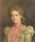 Jennie Brownscombe American 18501936 Portrait of a Young Woman in Pink and Green