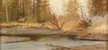 Mark Ogle American b 1952 Elk By a River Autumn
