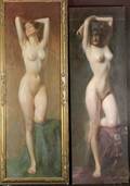 Emil Fuchs American 18661929 Lot of Two Nudes Nude Study Standing