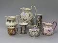 Five Wedgwood Lustre Decorated Ceramic Pitchers and Two Vases