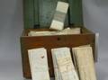 Red Stained Dovetailed Wooden Box of Early Letters and Documents