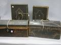Four Studded Black Leatherclad and Wooden Boxes