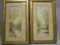 Two Framed River Landscape Watercolors