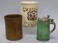 GW Gail  Axe Chesapeake Fine Cut Pottery Tobacco Jar a Redware Jar and a Pewter Lidded Glazed Redware Stein