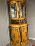 French Empire Style Gilt Ormolu Mounted Burlwood Veneer Corner Cabinet