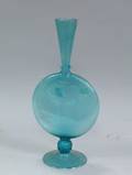 Sandwichtype Bright Aqua Glass Flattened Bud Vase