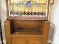 Oak Hall Bench and an Architectural Leaded Glass Window
