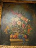 Framed Oil Still Life with Fruit and Flowers