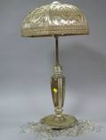 Silver Plated and White Slag Glass Table Lamp