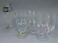 Set of Five Steuben Colorless High Ball Glasses a Cocktail Shaker and a Set of Four Glasses