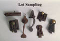 Group of American wrought iron hardware to include thumb latches