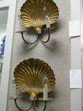 Pair of Gilt Brass Shellform Wall Sconces