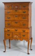 Queen Anne Maple Carved High Chest of Drawers