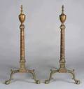 Pair Federal Brass and Iron Andirons