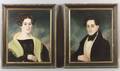 American School 19th Century Pair of Portraits of a Young Man and Woman