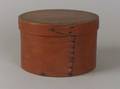Red Painted Round Covered Wooden Storage Box