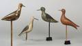 Four Carved Wooden Shorebird Decoys