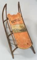 Painted Wood and Iron Sled