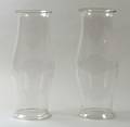 Pair of Large Colorless Blown Glass and Etched Hurricane Shades